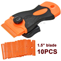 10PCS Automotive Double Edged Plastic Razor Blades and 1Pcs Long Handle Mini razor Scraper For Glue