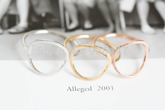 Image of 2016 Simple Gold Silver Rose Open Round Rings Brushed Circle Women Rings Trendy Alloy Round Party Wedding Bands Rings R027