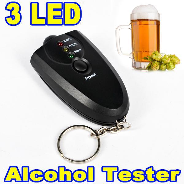 Image of Portable Keychain Red Light LED Flashlight Alcohol Breath Tester Breathalyzer Mini Professional Key Chain Alcohol Meter Analyzer