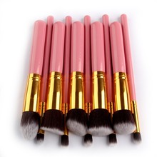 Hot 10Pcs Pro Makeup Blush Eyeshadow Blending Set Concealer Cosmetic Brush Tool Eyeliner Lip Brushes