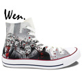 Wen Grey Hand Painted Shoes Design Custom Walking Dead Boys Girls Gifts High Top Men Women