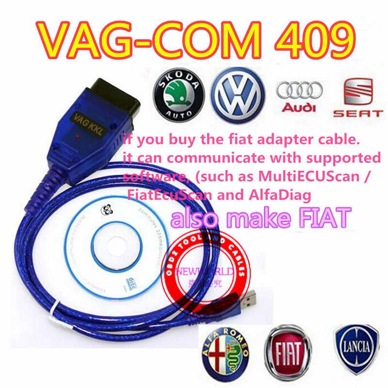 Image of Vag 409 VAG-COM 409.1 Vag Com 409.1 KKL OBD2 USB Cable Scanner Scan Tool Interface For Audi VW can work on win 7