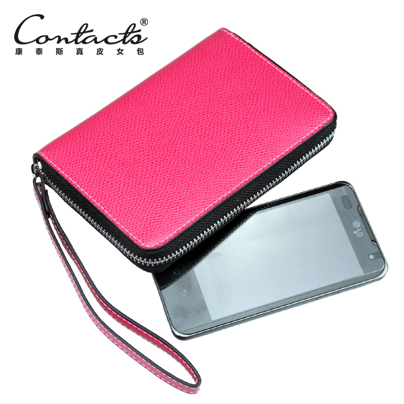 For iphone   mobile phone wallet color block cowhide mobile phone bag women's day clutch card holder zipper clutch