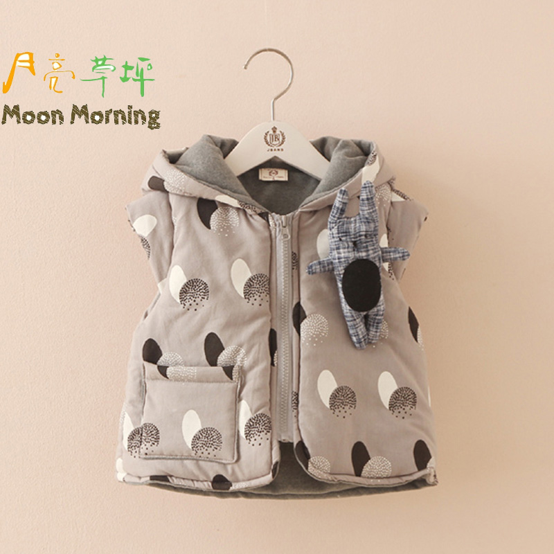 Moon Morning Winter Kids Vest Hooded Rabbit 2 Colo...