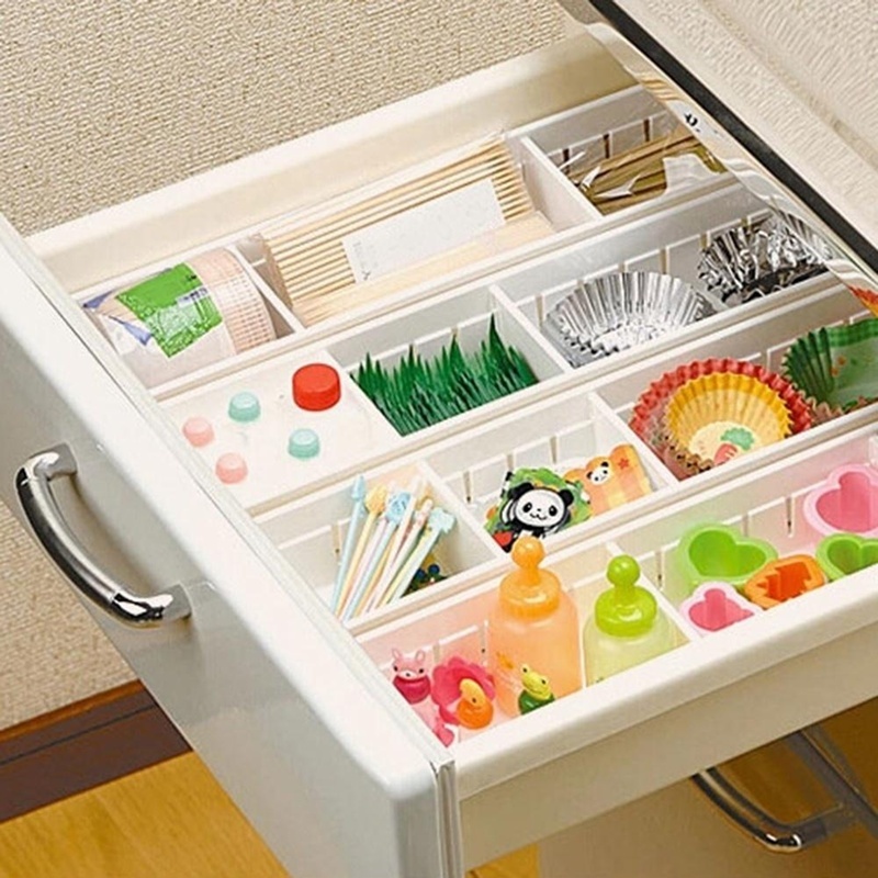 Adjustable Kitchen Drawer Organizer Plastic Box Makeup Organizer