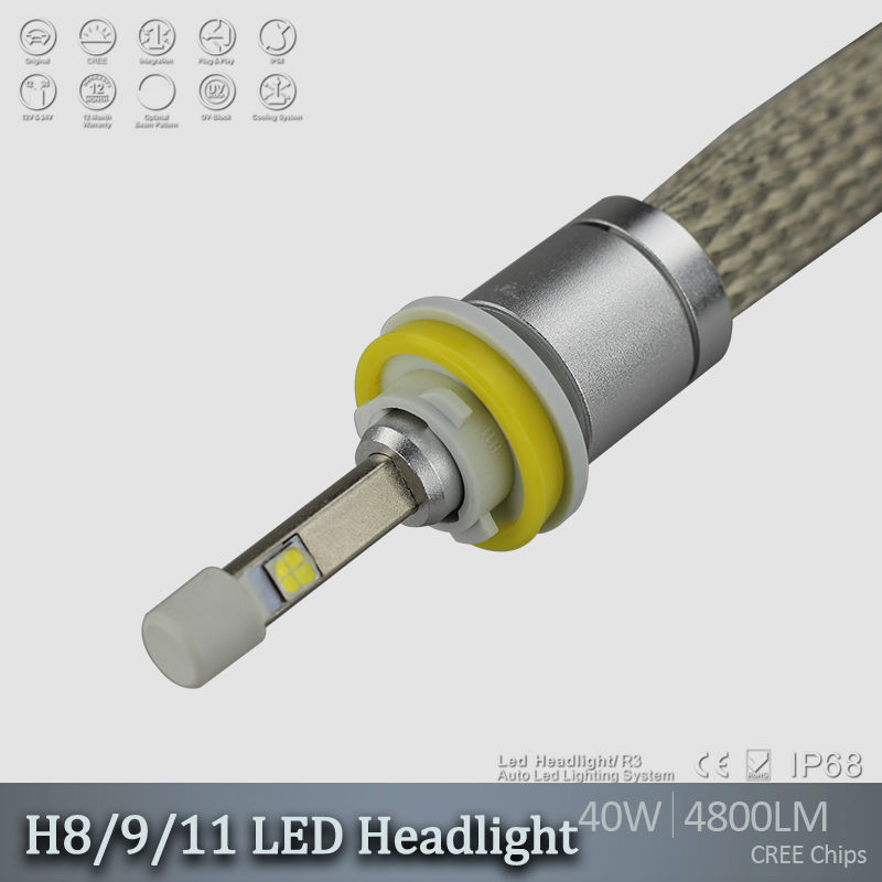Rocket R3 H3 H4 LED Car Headlight CREE XHP-50 Chips 12V Car Headlight 40W 4800LM Aluminum H8 H9 H11 LED Headlight conversion Kit