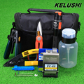 KELUSHI 15pcs set FTTH Fiber Optic Tool Kit with FC 6S Fiber Cleaver and 10mW Visual
