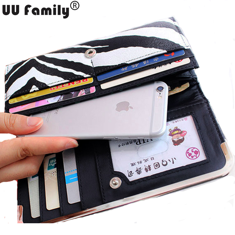 Image of 2016 UU Family New Zebra Purse Women Wallet Organizer Wallets Checkbook Lady Clutche Wallet for iPhone 6S Holder Portmonee