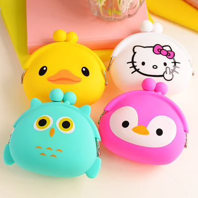 Image of Korean Candy Colored Girls Coin Bags Women Key Wallets Cute Cartoon Silicone Mini Coin Purse Children Kids Gifts FH-010