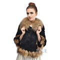 Women Winter Coats New Style Natural Rabbit Fur Jackets With Raccoon Fur Collar Trims Real Fur
