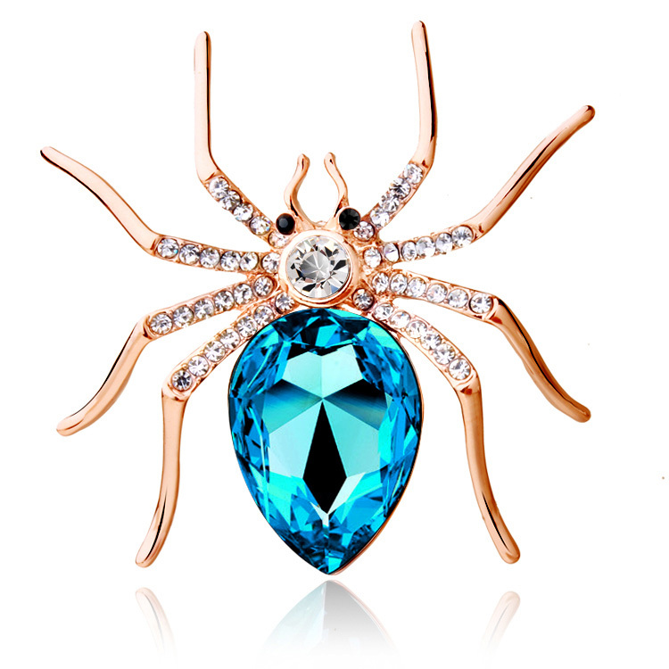 9 Colors New 2015 18K Rose Gold Plated Zircon Crystal Luxury Spider animal Brooches Wholesales Fashion Jewelry for women Y5785