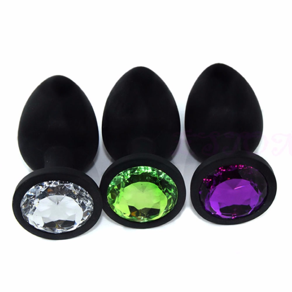 Image of New tool Small Sexy Black Silicone Crystal Jewelry Butt Anal Plug Sex Toy 7*2.8cm