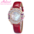 Luxury Shell Rhinestones Lady Women s Watch Quartz Hours Fashion Bracelet Leather Colorful Crystal Birthday Melissa