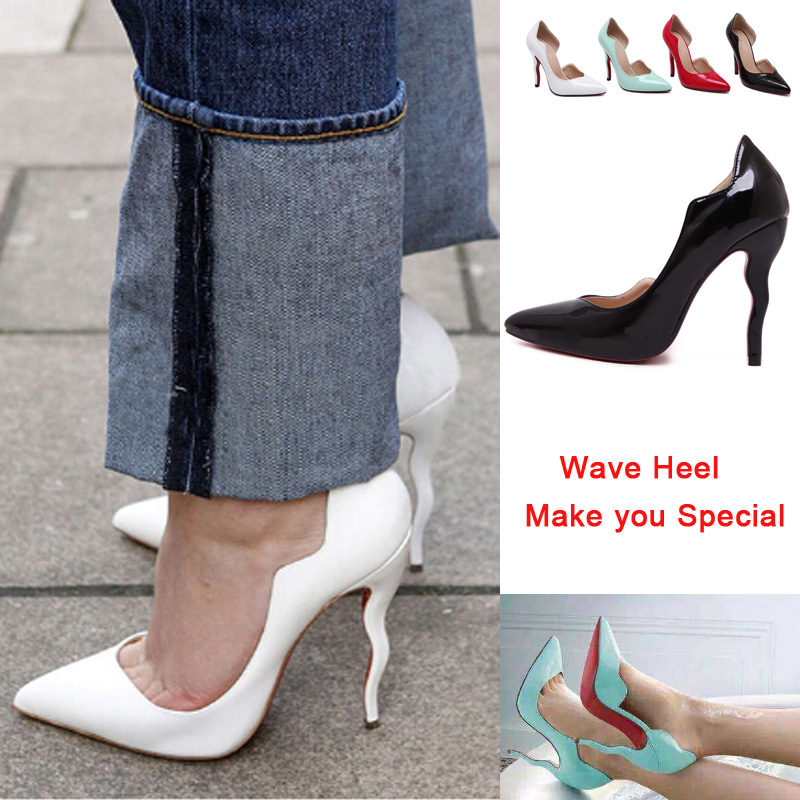 Novelty Gift Red Bottom Wave Heels Pointed Toe Women Pigalle High ...