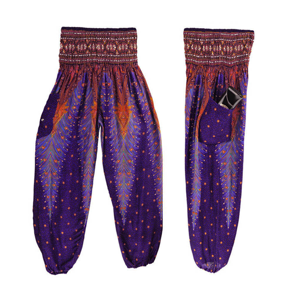 Description Picture 6 of itemBoho Yoga Pants Men Women Thai Harem Trousers Boho Festival Hippy Smock High Waist Yoga Leggings Sport Pants Calzas Mujer @40