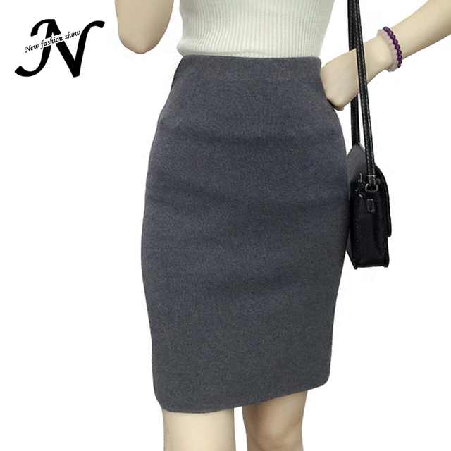 Хлопок Bodycon Юбка Женщины 2016 Корейский Стиль Вязание Хлопок Юбки Мода Открыть Щелевая Тонкий Красный Серый Юбка-Карандаш Осень Зима