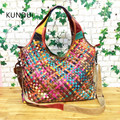 KUNDUI Star Brand Genuine Leather handbag for women Hand woven handbags women s pouch bolsas shoulder