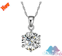 18K Platinum Plated Zircon Crystal Gemstone Wedding bridal Engagement Necklace Pendants Wholesales Fashion Jewelry  women Z1263