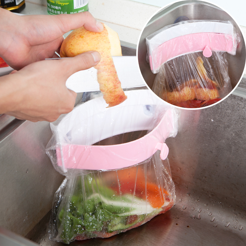 2857 strong suction cup home kitchen sink garbage bag holder thickening plastic garbage bags fitted rack shelf