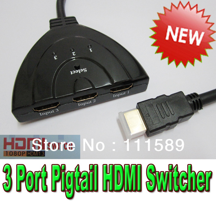 100 pcs/lot 3  HDMI Splitter  -    HUB HD     1080 P