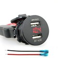High Quality 12V Car 4 2A Dual USB Charger Socket Voltage Voltmeter Motorcycle Boat Red for