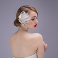 Fashion White Feather Pearl Wedding Prom Headpiece Handmade Bridal Hair Comb Accessories Women Prom Jewelry