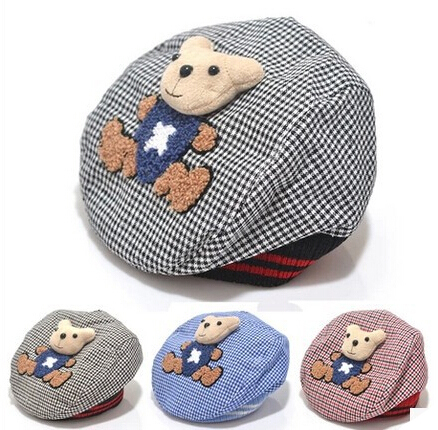 So Lovely Baby Hat Kid Hat Bear Cartoon Baby Cap Baby Beret font b Tartan b