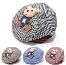So Lovely Baby Hat Kid Hat Bear Cartoon Baby Cap Baby Beret font b Tartan b