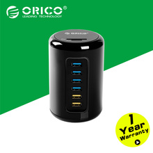 ORICO RH6CS-BK ABS Marc Design USB HUB 3.0 with BC1.2 charging port TF SD Card Reader-Black