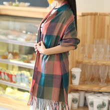 2015 Women Fashion Winter Warm Plaid Scarf Ladies Artificial Long Wrap Shawl Tartan Knit Scarves 11 Colors Freeshipping C1