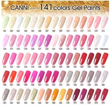 CANNI 140 Color Gel Paint Solid Pure Glitter UV Soak Off Gel Builder Gel Nail Art French Tips Deco 611-629