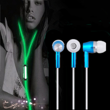 Glow in the dark earphones Metal In Ear Luminous Headphones with microphone Luminous Earphone for phone iPhone Smartphone Safe