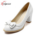 4 Colors Size 32 43 2016 Summer Shoes Sweet Princess Style bowtie Women thick High Heel