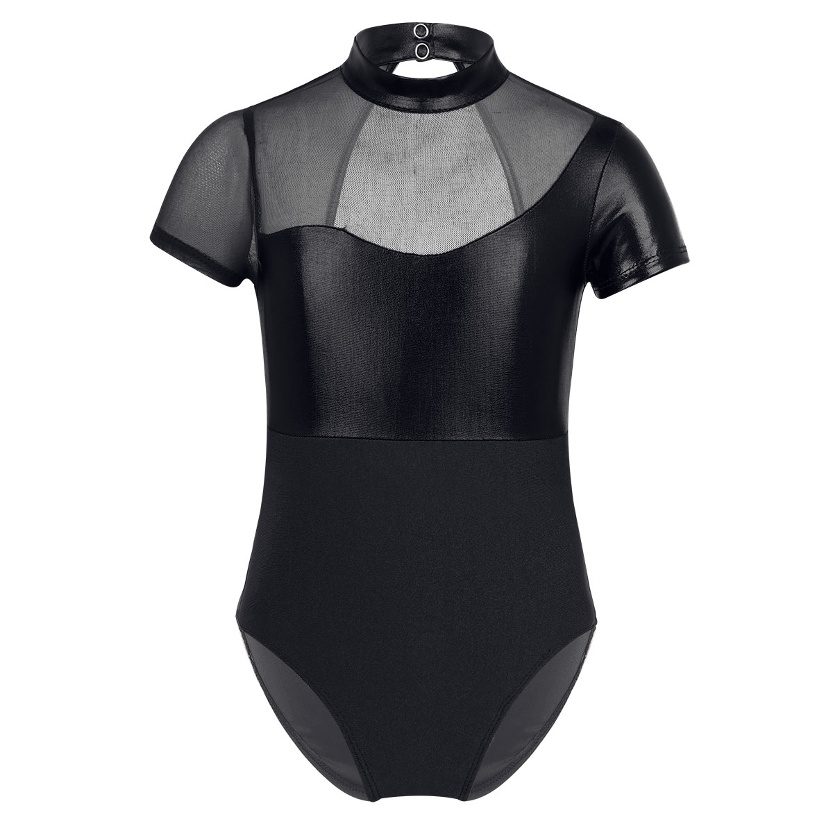 Girls Gymnastics Leotard Bodysuit Ballet Dress Ballerina Mesh Splice Dancewear