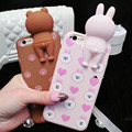 Women Stereo Line 3D Animal Cartoon Brown Bear Rabbit Soft Silicone Phone Case For iPhone 7