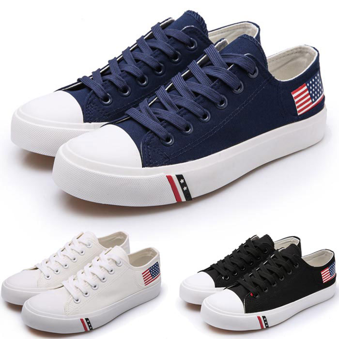 New Fashion Brand Men Cheap Spring Flat Canvas Shoes Black White Blue Color For Sale Off the ...