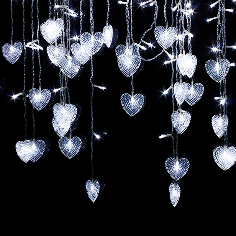 Fashion 104 LED 16 Heart Shaped String Fairy Light Festival Party Xmas Home Mall Wedding Decor Lamp Holiday Light 2m 110V/220V
