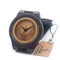 BOBO BIRD B18 Deer Head Skeleton Design Ebony Wooden Quartz Watch Mens Womens Timepiece with Genuine
