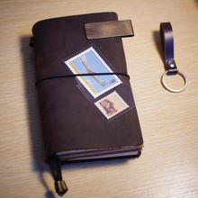Travel notebook vintage genuine leather notebook free imprint name gift school supplies spiral notebook very soft feeling