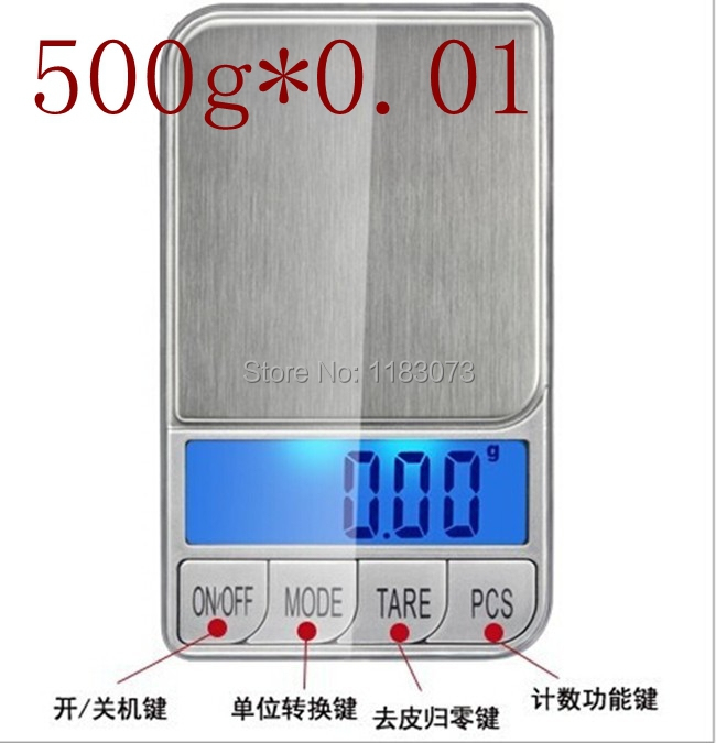 500g 0.01 500g x 0.01g Electronic Digital Pocket Jewelry Balance Weight Scale with retail box +7 Units 10pcs/lot