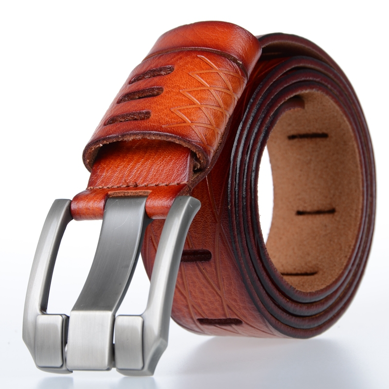 2015 good quality cow genuine luxury leather men belts for men strap male pin buckle cinto
