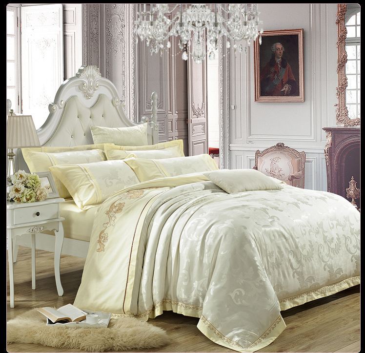Luxury jacquard bedding set king queen size 4pcs satin duvet cover set home textile gold/red/beige bedclothes bed set/bed linen