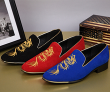 Top Selling Fashion Classic Solid Loafers Shoes Man Sweet Gold Dragon Embroidery Espadrilles Slip On Men Shoes Casual Flat Shoes