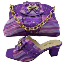 2015 Italian shoes and bags set for GF10 purple size 41/42 in stock,High quality material shoes and bag set for African wedding.