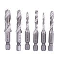 6pcs M3 M10 Composite Tap Drill Bit Thread Spiral Screw Tap 1 4 Hex HSS Hex