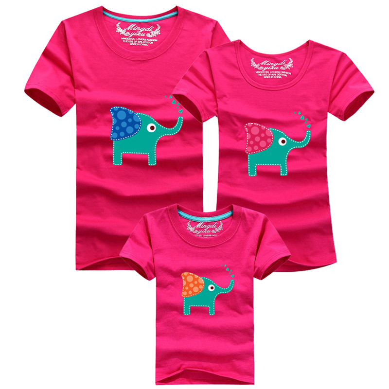 1Piece New font b Family b font Look Cartoon elephant T Shirts 8 Colors Summer font