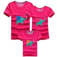 1Piece New font b Family b font Look Cartoon elephant T Shirts 8 Colors Summer font