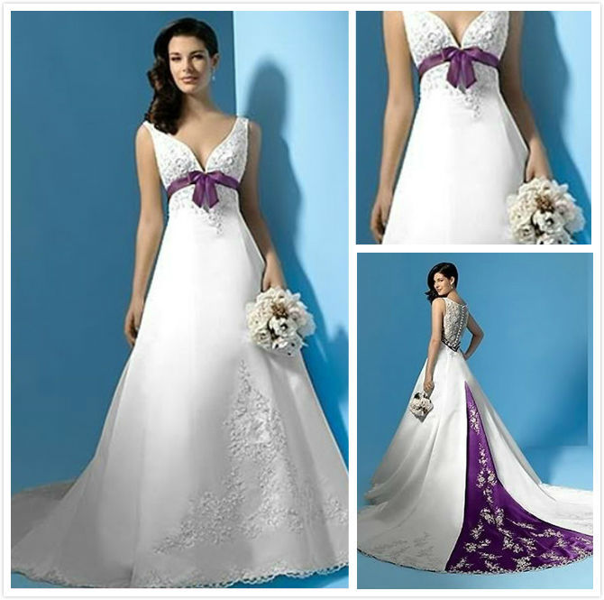 2013 new fashion purple and white wedding dressesin