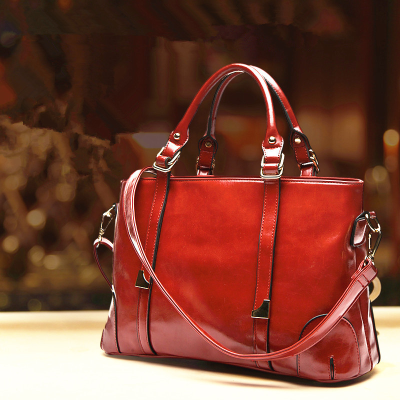 New 2015 Women Handbag Top Quality Oil Wax leather shoulder Bag Women Famous Brands Handbags ...