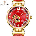 STARKING Colorful Shell Dial Crystal Rhinestone Women Dress Watches Luxury Brand Fashion Rose Gold Watch Relogio